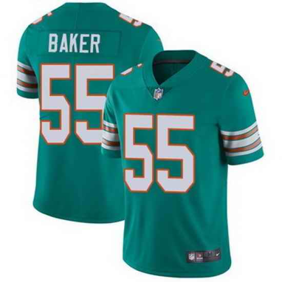 Nike Dolphins #55 Jerome Baker Aqua Green Alternate Mens Stitched NFL Vapor Untouchable Limited Jersey